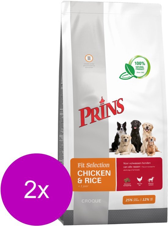 Prins Procare Fit-Selection Kip&Rijst - Hondenvoer - 2 x 2 kg