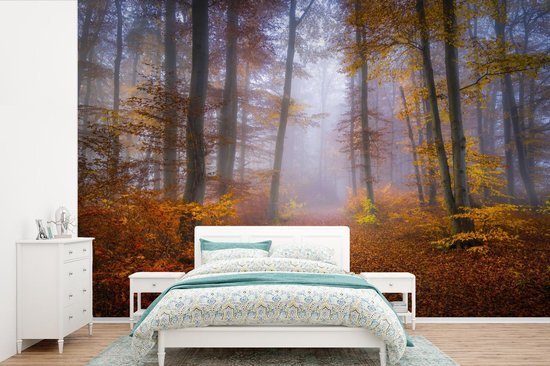 Nr1Wallpaper Behang - Fotobehang Bos - Herfst - Mist - Breedte 420 cm x hoogte 280 cm