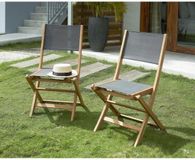 No Name – 2-delige tuinset – Opvouwbare tuinstoelen – FSC acacia – Textilene