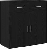 vidaXL Dressoir Zwart Eiken 78 x 38 x 80 cm Bewerkt Hout