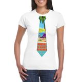 Bellatio Decorations Shoppartners Bv Pensioen t-shirt met stropdas dames wit XL