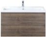 BES LED Vogue Badmeubelset 100 cm - Greeplijst in Kleur - Tabacco - Keramische Wastafel Wit 1 Kraangat