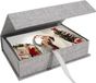 Ibenzoa® Boîte de rangement compacte pour photos, accessoires et souvenirs avec finition lin, gris