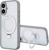 Accezz Hoesje - Geschikt voor Apple iPhone 16 - Ring Stand Backcover geschikt voor MagSafe - Grijs