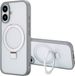 Accezz Hoesje - Geschikt voor Apple iPhone 16 - Ring Stand Backcover geschikt voor MagSafe - Grijs