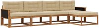 vidaXL Acacia Hout Bank Loungeset 5-zits Natuurlijk en Beige
