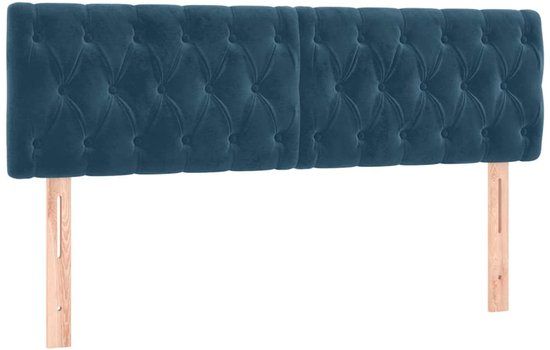 vidaXL Hoofdbord 160x7x78/88 cm fluweel donkerblauw