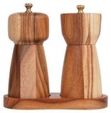 Ensemble de salière et poivrière avec plateau en bois d'acacia