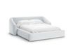 Lit coffre avec tête de lit 200x200cm en tissu structurel gris clair