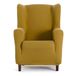Eysa Bielastische bankovertrek voor oorfauteuil, mosterdkleurig, design Harlem