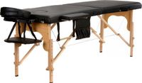 Viking Choice Bol Houten massagetafel - 2 verstelbare segmenten - zwart ECO-leer - 216 cm lang