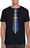 Bellatio Decorations Zweden Zwart t-shirt met Zweedse vlag stropdas heren - Zweden supporter XXL