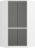 Akord Hoekkast S100 / Kleidingkast met 4 Deuren / Wit - Grafietgrijs / 100 x 180 x 50 cm