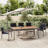Prolenta Maison Exclusive - Table de jardin avec plateau en bois, en polyrotin gris et bois massif d'acacia