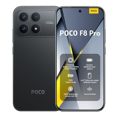 Xiaomi POCO F8 Pro, Smartphone 12+256 GB, 6.59" 120Hz AMOLED Display, 50MP Triple Camera 60mm Telephoto, Sound by Bose, 6210mAh, Black, Warranty 2 years, Charger Not Included