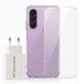 Avizar, set d'accessoires avec housse de protection en verre et chargeur pour Samsung Galaxy A37, transparent