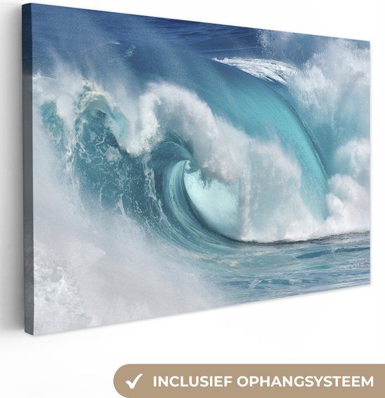 OneMillionCanvasses Canvas schilderij Zee Golf Blauw - 150x100 cm