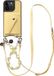 AVY Leren Hoesje geschikt voor Apple iPhone 15 Pro | Met Koord en Kaarthouder | Compatibel met MagSafe | Leather Case met Polsand & Crossbody Koord & Wallet | Pearl Leather Set | Croco Geel