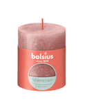 Bolsius bougie rustique conique shimmer 80/68 - rose