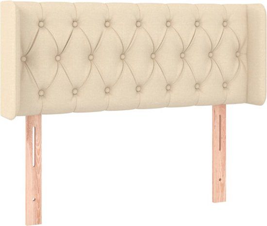 vidaXL Hoofdbord - met - randen - 93x16x78/88 - cm - stof - crèmekleurig