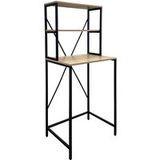 DESIGN AMEUBLEMENT MB Muebles Bontios Plank boven Wasmachine Aqua Industriële Stijl X-poot Constructie Vochtbestendige Planken Verstelbare Poten Matzwart Stalen Frame 3 Legplanken