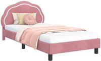 vidaXL lit pour enfants avec tête de lit Rose 90 x 200 cm Velours