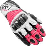 Berik Asvi Dames Motorhandschoenen - Zwart/wit/roze - Maat S