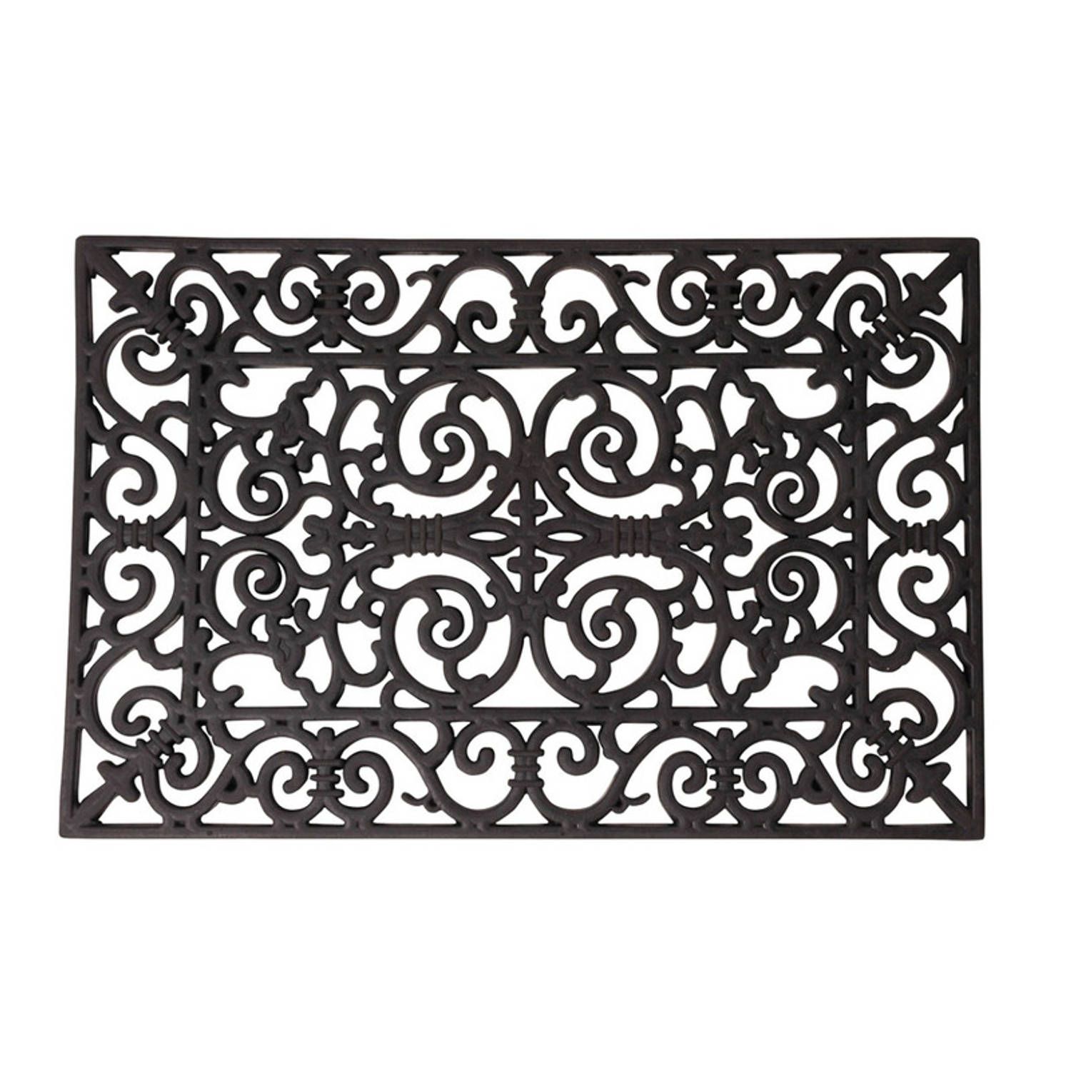 Esschert Design Rubberen schoonloopmat zwart klassieke print 60 x 40 cm - Deurmat