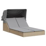 VidaXL Fauteuil de jardin rembourré polyrotin, acier gris
