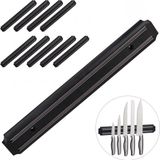 Relaxdays GmbH 10 x bande magnétique - fixation murale - 33 cm - noir - porte-couteaux – outils