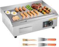 VEVOR Elektrische Grill Commerciële Bakplaat (535 x 300 mm) 3200 W met 50-300 °C Instelbare Temperatuurregeling