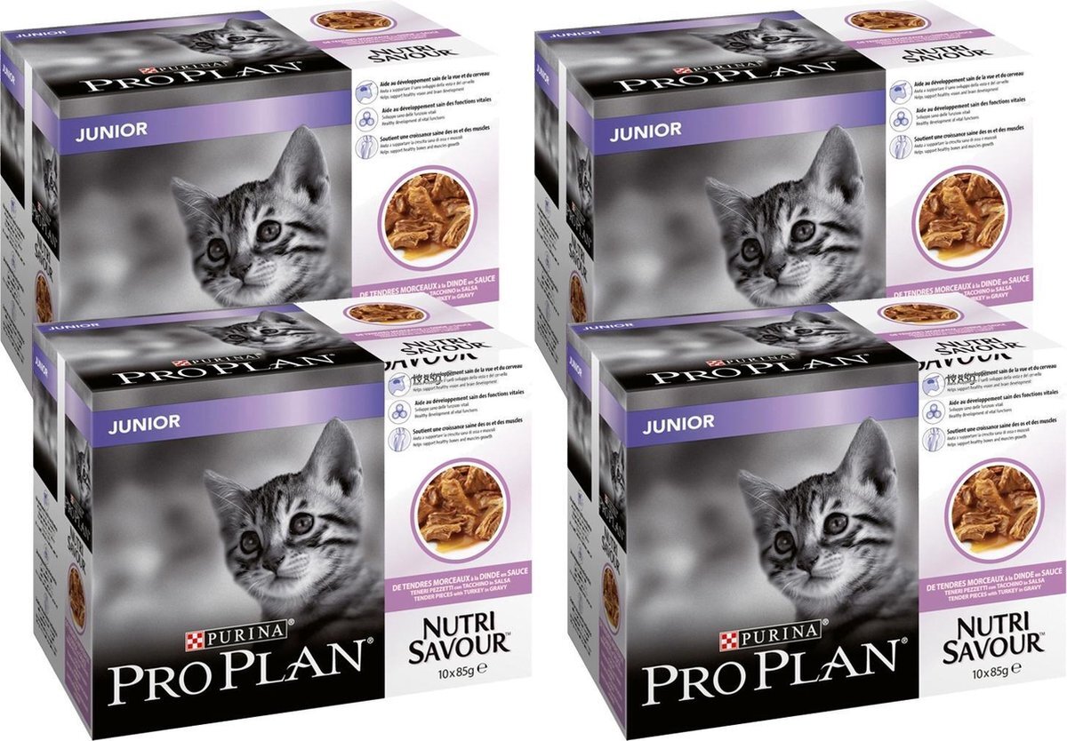 PRO PLAN Cat Nutri Savour Junior Multipack - Kattenvoer - 4 x Kalkoen 10x85 g