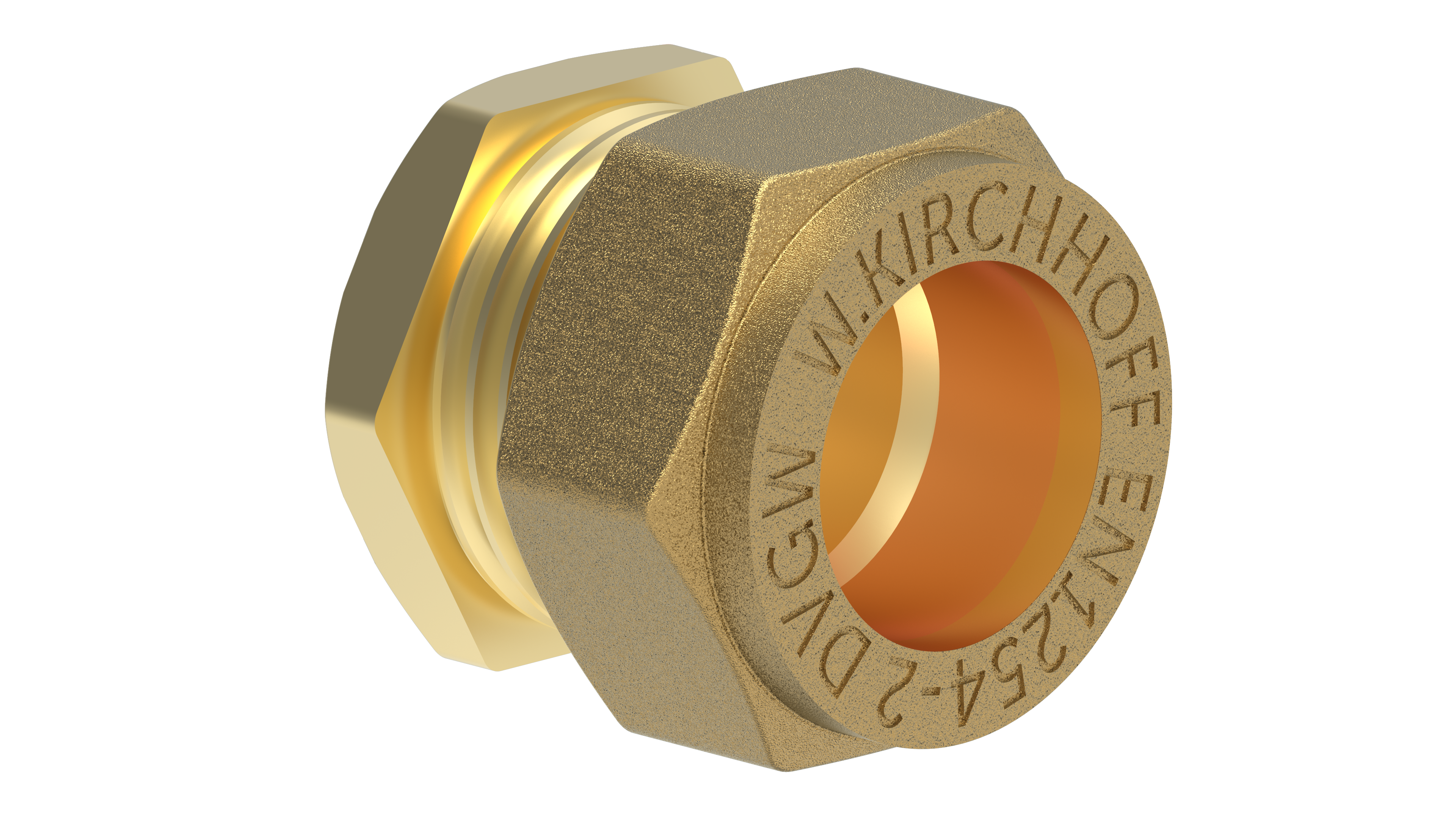 Kirchhoff Messing eindstuk, blank, 15 mm, klemfitting voor koperen buis - 989459217
