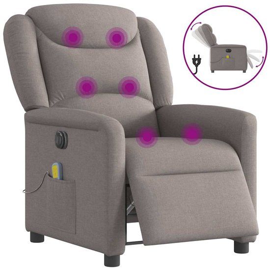 vidaXL Massagestoel elektrisch verstelbaar stof taupe