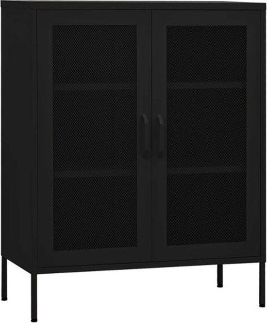 vidaXL Opbergkast - 80x35x101,5 cm - Staal - Zwart