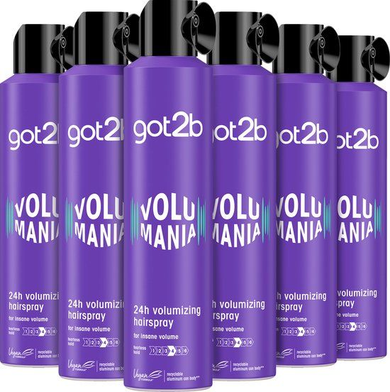 Got2b Volumania 24h Volume Hairspray – Volumizing Haarspray voor Extra Body & Lift – Sterke Hold – 24 uur Fixatie – Vegan – Voordeelverpakking – 6x300 ml