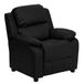 Flash Furniture Deluxe Gewatteerde Hedendaagse Kinderfauteuil met opbergarmen, leer, zwart, 66,04 x 53,34 x 53,34 cm