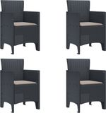 vidaXL Tuinstoel - Set van 4 - Taupe - Hout - Inclusief kussen
