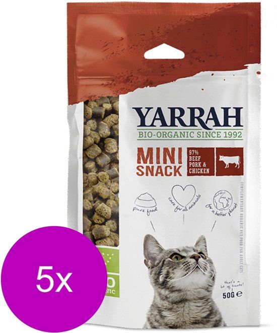 YARRAH Bio Kat Mini Snacks - Kattensnack - 5 x Rund 50 g