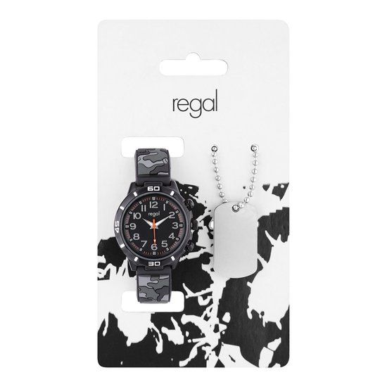 Regal Lucardi Kinder Regal Kinder Horloge Army Set - Zwart 30mm