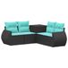 vidaXL - Bankstel - 5 - st - Zwart - en - Blauw - Poly - Rattan - en - Staal