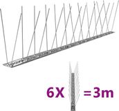 VidaXL Piques pour oiseaux et pigeons avec 2 rangées 6 pièces 3 m acier inoxydable