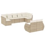 vidaXL 10-delige Loungeset met Kussens, Poly Rattan, Beige