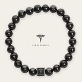 MEN OF MERCURY® Black Tourmaline Armband Heren – Zwarte Toermalijn Kralenarmband 8 mm – Elastisch – Natuursteen – Luxe Cadeauverpakking