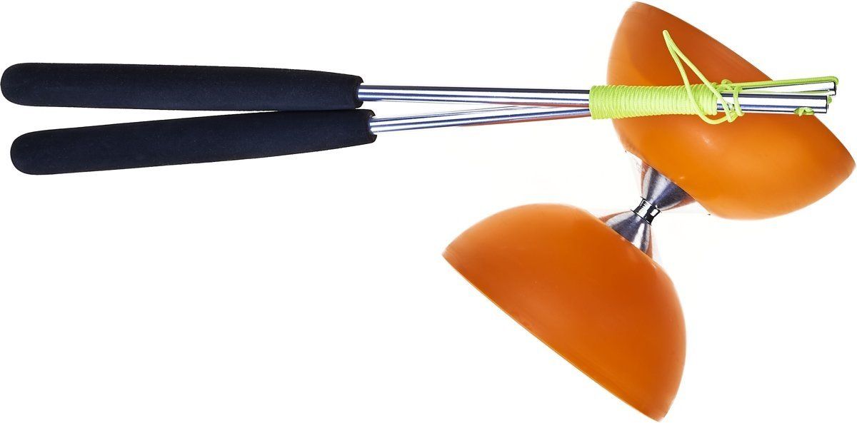 Acrobat Set 105 Rubber Diabolo Orange + aluminum hand sticks