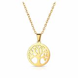 LGT JWLS Goudkleurige Dames Ketting met Levensboom Hanger