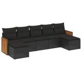 vidaXL Loungeset met Kussens, Poly Rattan, Zwart