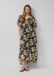 s.Oliver Jurk zwart A-lijn V-hals lange mouw gebloemd polyester chiffon