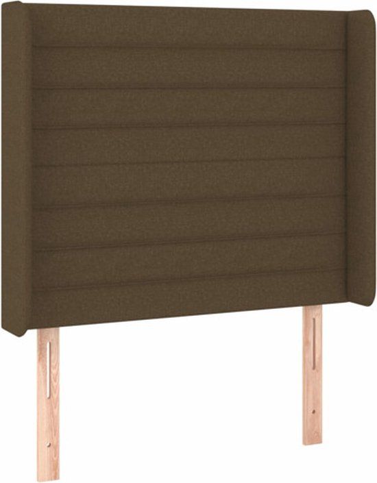 vidaXL Hoofdbord met randen 103x16x118/128 cm stof donkerbruin