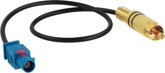 Fakra Z (m) - Tulp RCA (m) auto video adapter kabel - RG174 - 50 Ohm - 0,20 meter